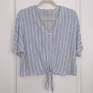 Michael Kors white and blue stripes shirt